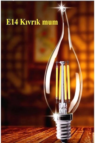 6w E14 Şeffaf Günışığı Kıvrık Mum Rustik Led Ampul 3 Adet