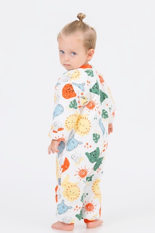 Kız Erkek Çocuk Kalın Elyaf Dolgulu 2.5 Tog Desenli Uyku Tulumu-turuncu-beyaz Turuncu - Beyaz