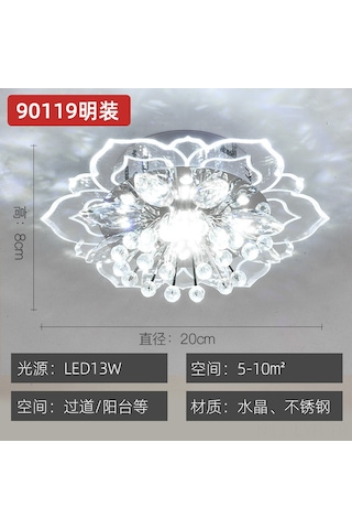 Ranyeek Giriş Hallı Ve Koridor İçin Modern Kristal Gömülü Tavan Lambası - 9w Beyaz Işık, Dayanıklı Malzeme, Kolay Kurulum - 90119 Modeli Beyaz