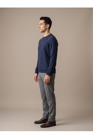 Maccali Erkek Lacivert Selanik Bisiklet Yaka Sweatshirt
