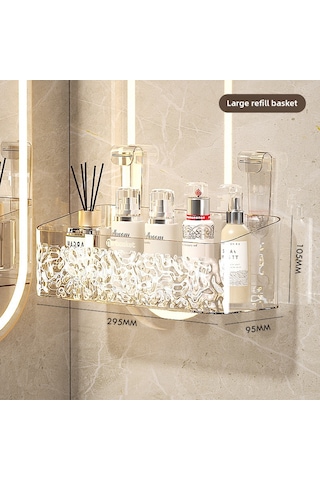 Mufunye Banyo Duş Tahtası Rakor Fırça Saç Testeresi Depolama Sepeti, Delme Yok Pet Malzeme Duvarlı Organizatör Büyük Boy Tamamlayıcı Sepet - Tek Başına Tavsiye Edilmez Diğer