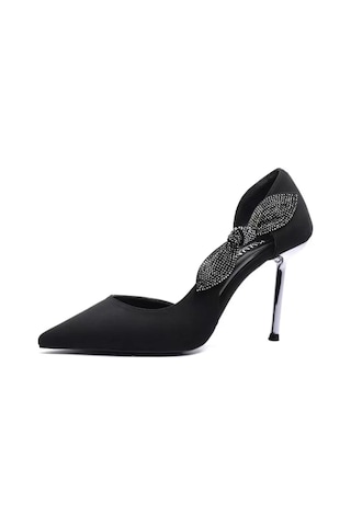 Kuum London Kuum K25-820 Siyah Stiletto 9 Cm Kadın Abiye Ayakkabı Siyah