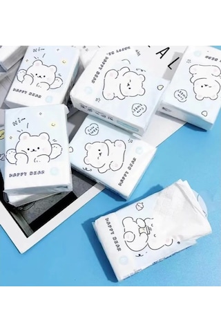 Sevimli Figürlü Çocuk Mendili 9'lu Paket Sarı