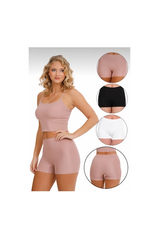 Sensu Lazer Kesim Yüksek Bel Şort 3'lü Set Model-3 Yeşil