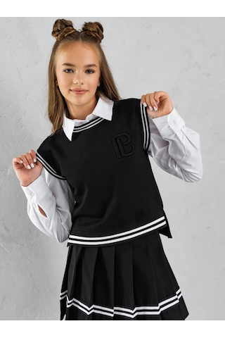 Paleberry Erkek Çocuklar İçin Kore Tarzı Y2k Tarzı Oversize Okul Yeleğ 213561159 Siyah