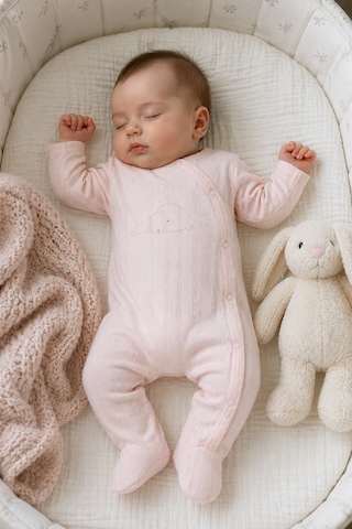 Babyhola %100 Pamuk Yenidoğan Prematüre Patikli Tulum Mevsimlik 14058 Pembe
