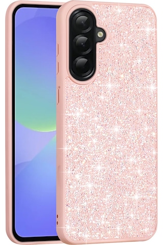Galaxy Uyumlu A56 Kılıf Parlak Taşlı Tasarım Zore Pırlanta Kapak Pembe