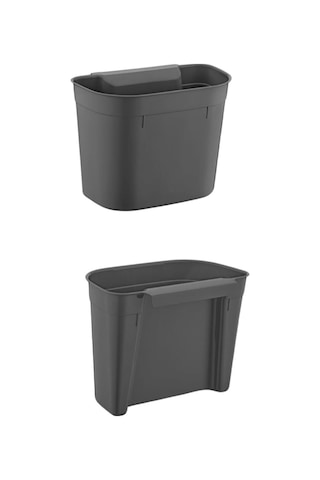 Flosoft Dolap İçi Askılı Çöp Kovası, Dolap Kapağı Asmalı Çöp Kutusu Gri