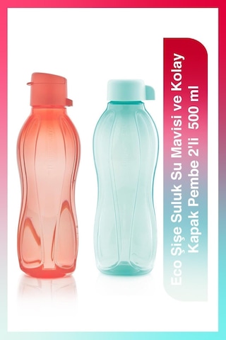 Tupperware Eco Şişe Suluk Su Mavisi Ve Kolay Kapak Pembe 2'li 500 Ml Mavi-pembe