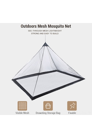 Folinda Siyah Tek Kişilik Kamp Miskiti - Polyester Kumaş, Havalandırma İyi, Haşere Koruma, Hafif, Taşınabilir, Kamp Ve Yürüyüş İçin Siyah