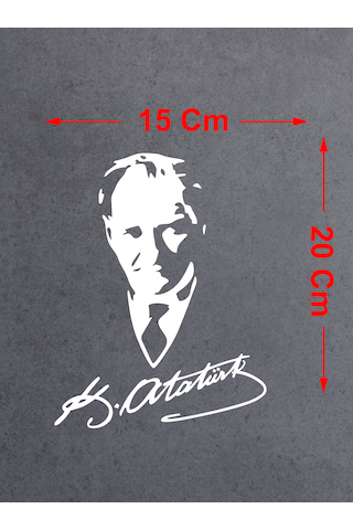 Atatürk İmza Ve Silüet Sticker - Gazi Mustafa Kemal - Atatürk - Araba Oto Motosiklet Araç Karavan Sticker 00565 20x15 Cm