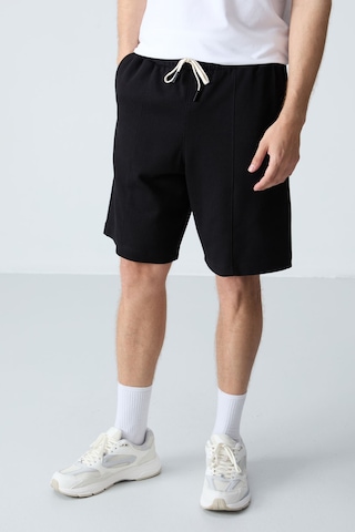 Air Jones Tommy Life Siyah Pamuklu Kalın Yumuşak Dokulu Standart Fit Basic Erkek Şort - 81277 Siyah