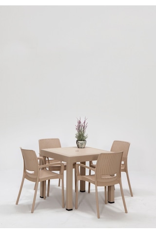 Rattan Cappucino Kollu 4 Sandalye Masa Takımı - Bahçe&balkon&teras Kahverengi