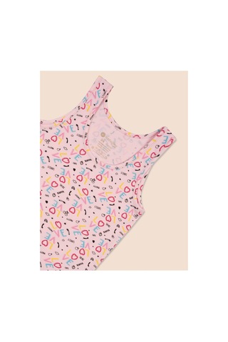 Natuline Kız Çocuk Organik Pamuklu Likrali Atlet Empirme Love 6'lı Paket Pembe- Ekru - Sarı