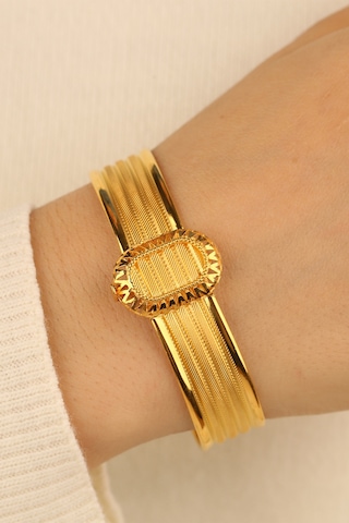 Çgk Çiğdem Gürel Kuyumculuk Yaldızlı Hasır Kelepçe Altın Bilezik
