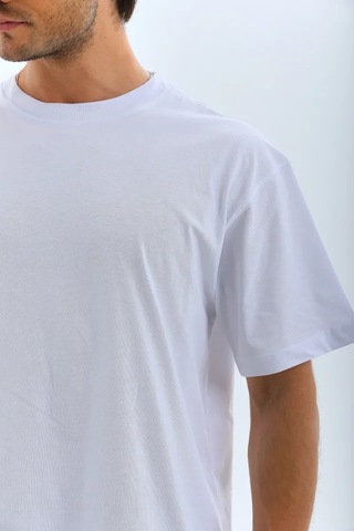 Veraura Lifestyle Unisex Oversize Düz Bisiklet Yaka T-shirt - Beyaz