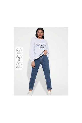 Kene Jeans Yüksek Bel Tam Kalıp Mom Jeans Lacivert