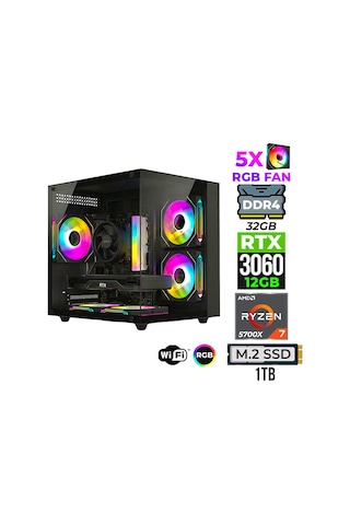 Xaser Mage X110-10400-10400X R7-5700X 32 GB 1 TB M.2 Nvme SSD 12 GB RTX3060 Masaüstü Oyuncu Bilgisayarı