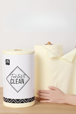 Çok Amaçlı Rulo Mikrofiber Temizlik Bezi 30x30 75 Yapraklı Bej Bej