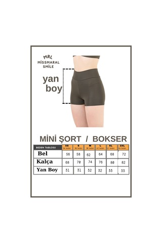 Missmaral Kadın Haki Yüksek Bel Toparlayıcı İç Göstermeyen Boxer Şort Deniz, Havuz & Günlük Kullanım İçin Haki