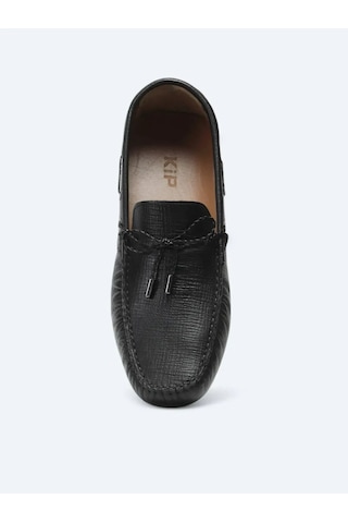 Siyah Deri Smart Casual Loafer Siyah