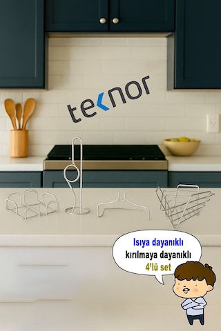 4'lü Servis Sunum Seti, Kağıt Havluluk, Kare Peçetelik, Üçgen Meyve Sepeti, Üçgen Nihale Gümüş