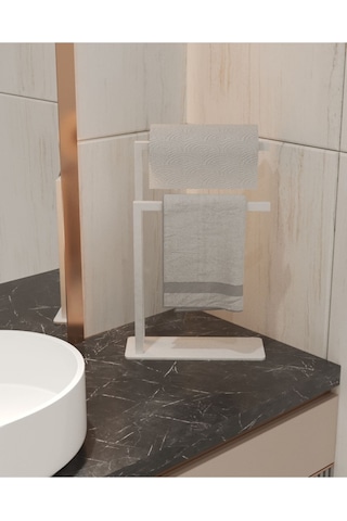 Aju Havluluk Tezgah Üzeri Kağıt Havluluk Ev Banyo Dekorasyonu Paslanmaz Metal Tasarım Montaj Gerektirmez Beyaz