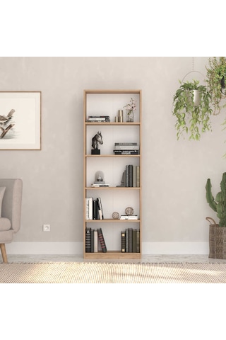 Max 5 Raflı Kitaplık - Florida Meşe 58x170x23 Cm Meşe