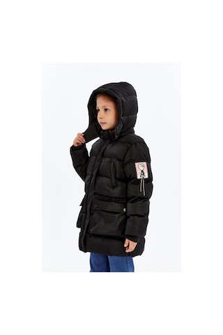 Benitto Kids Kız Çocuk Kalın Kışlık Kapüşonlu Kaban 51349 Siyah