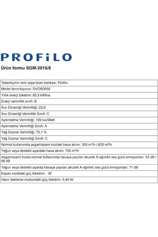 Profilo DVG6D650 60 CM Duvar Tipi Davlumbaz