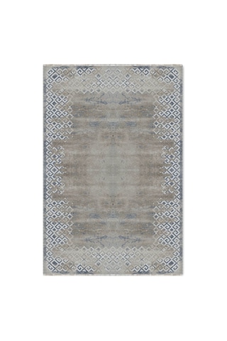 Salon Halısı Gri Bej Bohem Desenli Vintage Th-2026-1 Mavi - Vizon - Gri