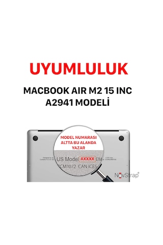 Novstrap  Macbook Air 15 İnç A2941 İle Uyumlu Kristal Parlak Kılıf + Siyah Klavye Kılıfı +film Karışık Çok Renkli