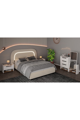 Sahra Yatak Odası Takımı 6 Kapılı Gardırop 100% Mdf Bazalı