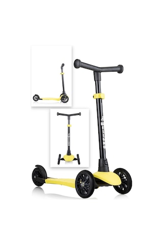 Wellgro Turbo 3 Tekerli Yükseklik Ayarlı Scooter, Sarı Sarı