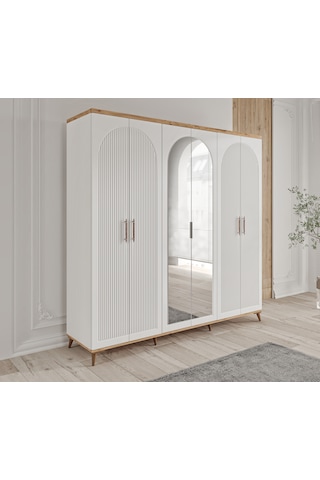 Nevada 6 Kapaklı Aynalı Komple Mdf Gardırop