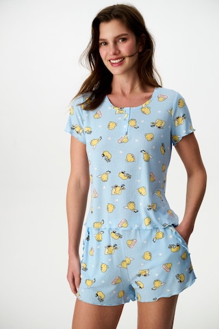 Penti Açık Mavi Happine Rib Şortlu Pijama Takımı Açık Mavi