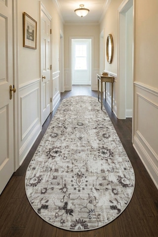 Raschel Carpet Oval Premium Yıkanabilir Leke Tutmaz Modern Elips Model Antik Seri Özel Seri Kaymaz Taban Yolluk Rcantık Yllk Yenımodelelıps Bej