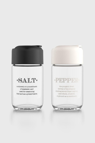 Renga Rita Yazılı 67 Ml 2'li Cam Tuzluk Biberlik Seti 122020 Siyah-bej Çok Renkli