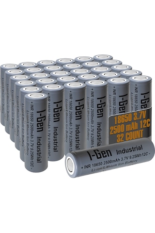 I-gen Industrial E003 Inr 18650 3.7v 2500 Mah 12c 9.25wh Li-ıon Şarjlı Pil Düz Başlı Lityum Pil 32'li Paket I-gen136