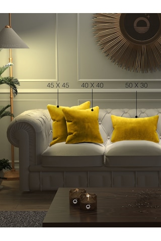 Br Yakamoz Güneş Sarısı Kırlent , Yastık Kılıfı Kadife Görünümlü Velvet Touch Serisi Güneş Sarısı