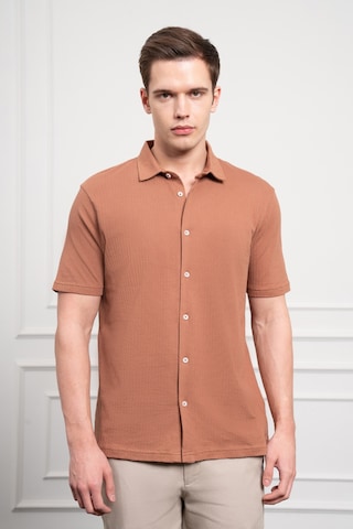 Morven Erkek Kiremit Trend Apaçi Yaka Dynamic Fit Kısa Kollu Gömlek 25ys004006460 Kiremit Kiremit