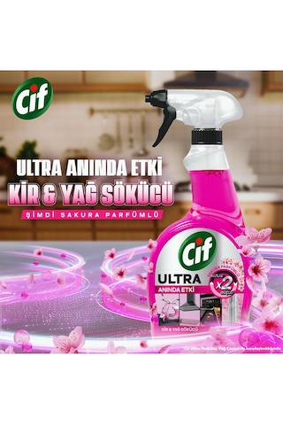 Cif Ultra Sprey Sakura Parfümlü Kir Ve Yağ Sökücü 750 Ml X 3 Ade