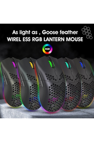Geeksen Hxsj T66 Rgb Kablosuz Oyun Faresi - 3600dpı, Şarj Edilebilir, Ergonomik Tasarım, 7 Renk Aydınlatma Modu T66