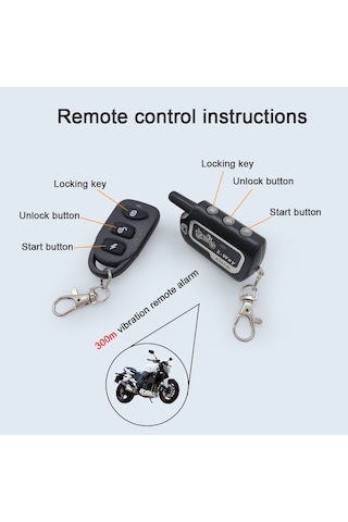 Motosiklet Hırsızlık Önleme Alarm Sistemi 2 Yönlü Kablosuz Uzaktan Motor Çalıştırma Durdurma Kilitleme/kilit Açma Kontrol Cihazı 12v Ayarlanabilir Hassasiyet 125db Korna 2 Uzaktan Kumanda