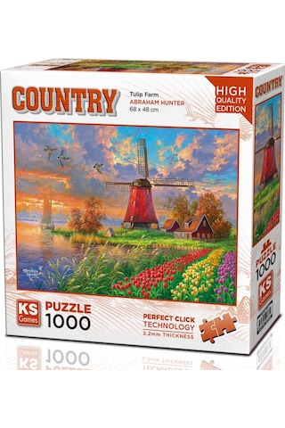 Ks Games 1000 Parça Lale Tarlası Ve Yel Değirmeni Puzzle - Abraham Hunter