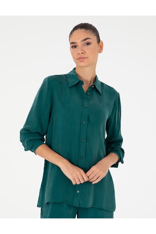 Pierre Cardin Kadın Koyu Yeşil Gömlek Desenli 50292279-vr079 Koyu Yeşil