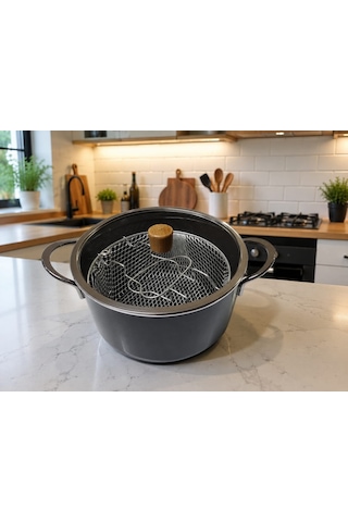 Elis Concept Emaye Kızartma / Yoğurt Tenceresi 22 Cm/3.6lt Siyah