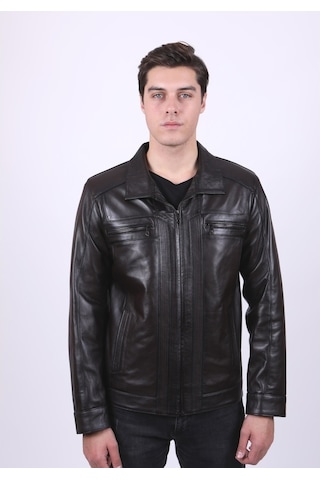 New Zaya Leather Erkek Hakiki Deri Deri Ceket Siyah