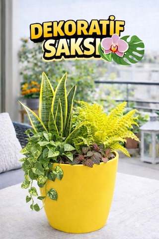 Orkide Saksısı Sarı Dekoratif Dış Saksı 1 Adet- 12 Pot Şeffaf Orkide Üretim Saksısı Hediyeli