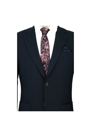 Wessi Kendinden Desenli Slim Fit Sivri Yaka Lacivert Erkek Ceket 001